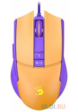 Мышь проводная A4TECH L65 Max жёлтый фиолетовый USB 