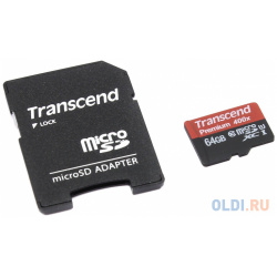 Карта памяти MicroSDXC 64GB Transcend UHS I U1 + SD Adapter (TS64GUSDU1) TS64GUSDU1 