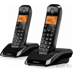 Р/Телефон Dect Motorola S1202 черный (труб  в компл :2шт) АОН 107S1202BLACK
