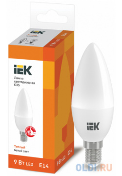 Iek LLE C35 9 230 30 E14 Лампа светодиодная LED свеча 9Вт 230В 3000К ИЭК