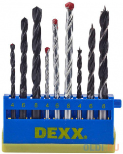 Набор DEXX: Сверла комбинированные  по металлу d=4 6 8мм дереву d= 4 кирпичу 9 предметов DEXX 2970 H9_z01