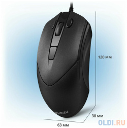 Мышь SVEN RX 100 чёрная (USB  6 кнопок 4000 dpi) SV 020286