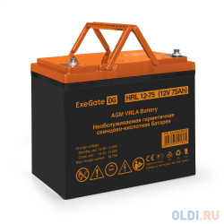 Аккумуляторная батарея ExeGate HRL 12 75 (12V 75Ah  под болт М6) EX285653RUS