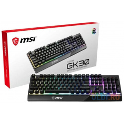 Gaming Keyboard MSI VIGOR GK30  Wired Mechanical like plunger switches 6 zones RGB lighting with several effects Anti ghosting Capability S11 04RU236 CLA