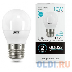 Лампа светодиодная груша Gauss 53220 E27 10W 4100K 