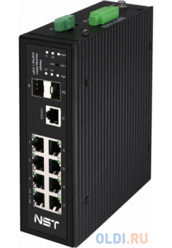 Промышленный управляемый (L2+) HiPoE коммутатор Gigabit Ethernet на 8GE PoE + 2 GE SFP порта с функцией мониторинга температуры/ влажности/ напряжения NST NS SW 8G2G PL/IM 