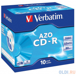 Диски CD R Verbatim 700Mb 80 min 52 x Crystal AZO 10шт 43327 
