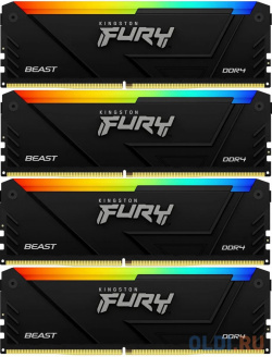 Оперативная память для компьютера Kingston Fury Beast Black RGB DIMM 32Gb DDR4 3200 MHz KF432C16BB2AK4/32