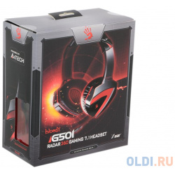 Гарнитура  A4Tech Bloody G501 черный/красный (2 2м) микрофон регулятор гр (surround)
