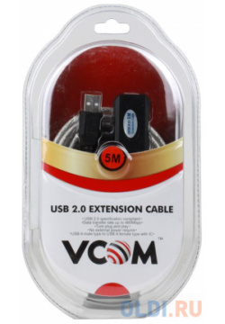 Кабель удлинитель активный(с усилителем) USB 2 0 AM/AF VCOM  Telecom VUS7049 5M К