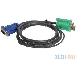 Шнур  мон+клав+мышь USB SPHD15=HD DB15+USB A Тип ATEN (2L 5201U) Male 2xMale 8+4 проводов опрессованный 1 2 метр черный 2L 5201U
