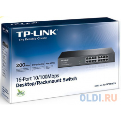 Коммутатор TP LINK TL SF1016DS 16 портовый 10/100 Мбит/с настольный/монтируемый в стойку