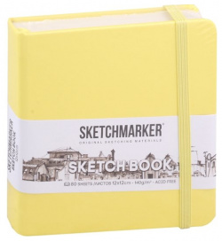 Скетчбук 12*12 80л "Sketchmarker" лимонный  нелинованн 140г/м2 слоновая кость тв обл