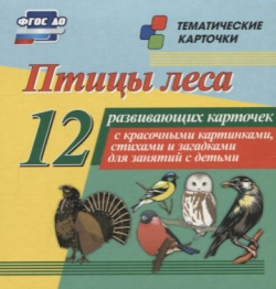 Птицы леса: 12 развивающих карточек с красочными картинками  стихами и загадками для занятий детьми