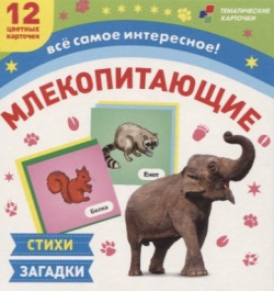 Млекопитающие: 12 развивающих карточек с красочными картинками  стихами и загадками для занятий детьми