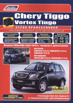 Chery Tiggo  Vortex Tingo в фотографиях Модели 2WD&4WD 2005 2013 гг выпуска с бензиновыми двигателями: ACTECO: SQR481F (1 6 л ) SQR481FC 8 SQR484F (2 0 и MITSUBISHI 4G63S4M 4G64S4M 4 Включая рестайлинг 2008 года Легион Aвтодата 978 5 88850 619