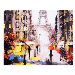 Холст с красками по номерам "Дождливый Париж"  30 х 40 см Рисовать картину