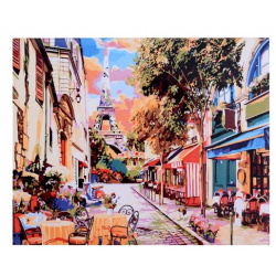 Холст с красками "Уютная красочная улица в Париже"  30х40