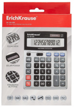 Калькулятор настольный 12 разрядов ErichKrause® DC 5512M  в коробке ErichKrause К