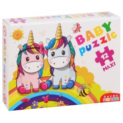 Baby Puzzle maxi "Радужные единороги"  12 деталей Крупные пазлы подходят для