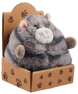Котик толстяк серый в крафт коробке 