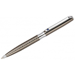 Ручка шариковая "Taglia" синяя 1 0мм  корпус оружейн металл/серебро с кристалл подар уп
