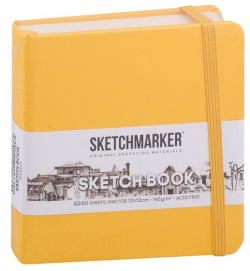 Скетчбук 12*12 80л "Sketchmarker" оранжевый  нелинованн 140г/м2 слоновая кость тв обл