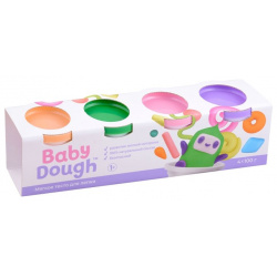 Тесто для лепки "BabyDough"  Набор 4 цвета (персиковый зеленый нежно розовый фиолетовый)