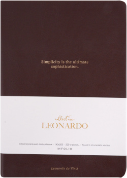 Ежедневник недат  А5 160л "Leonardo" темно коричневый иск кожа интегр переплет тонир блок отд фольгой ляссе