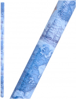 Бумага упаковочная 70*100см "Синяя карта мира на голубом" глянц  инд уп