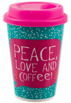 Стакан керамический «Peace  love and coffee» 350 мл