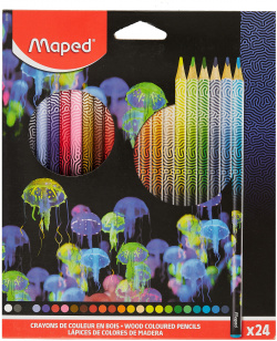 Карандаши цветные 24цв "DEEPSEA PARADISE" трехгранные  ударопрочн грифель 2 9мм к/к подвес Maped