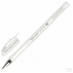 Ручка гелевая белая "White Pastel" корпус прозрачный  узел 1мм линия 0 5мм BRAUBERG