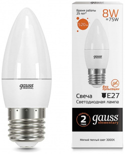 Лампа Gauss 33218 LED Elementary Candle 8W E27 2700K