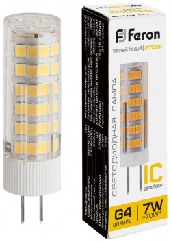Светодиодная лампа FERON 25863 LB 433 7W 230V G4 2700K