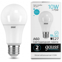 Лампа Gauss 23220 LED Elementary A60 10W E27 4100K