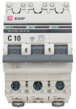 Трехполюсной автоматический выключатель EKF mcb4763 3 10C pro ВА47 63