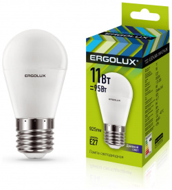Электрическая светодиодная лампа Ergolux 13632 LED G45 11W E27 6K Шар