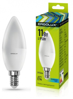 Светодиодная лампа Ergolux 13619 LED C35 11W E14 4K Свеча