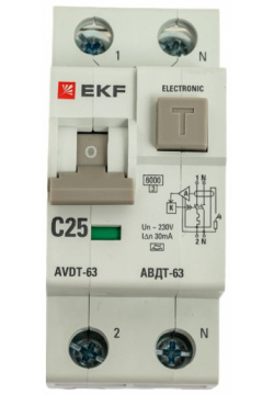 Дифференциальный автоматический выключатель EKF DA63 25 30e АВДТ 63