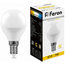 Светодиодная лампа FERON 25478 LB 95 Шарик E14 7W 2700K