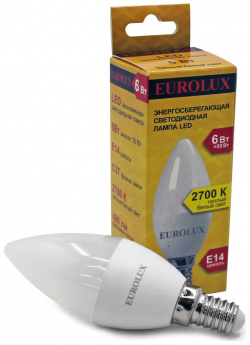 Светодиодная лампа Eurolux 76/2/2 LL E C37 6W 230 2 7K E14