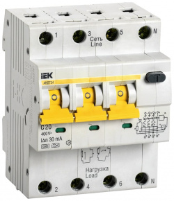 Автоматический выключатель дифференциального тока IEK ИЭК MAD22 6 020 C 30 АВДТ 34