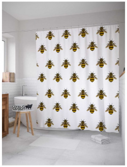 Шторка занавеска для ванной JOYARTY sc_4677 Нашествие пчел