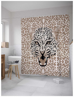 Штора занавеска для ванной JOYARTY sc_31946 Взгляд леопарда