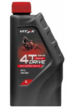 Полусинтетическое моторное масло VITEX V311601 Drive 4T 10W40 API SL  JASO MA2