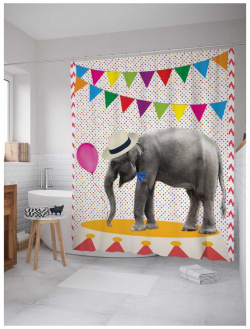 Шторка занавеска для ванной JOYARTY sc_7424 Цирковой слон