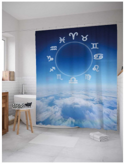 Шторка занавеска для ванной JOYARTY sc_33717 Парящие знаки над облаками