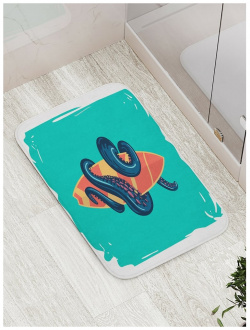 Противоскользящий коврик для ванной  сауны бассейна JOYARTY bath_15078 Осьминог серфингист