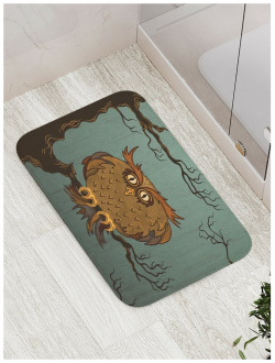 Противоскользящий коврик для ванной  сауны бассейна JOYARTY bath_15681 Испуганная сова